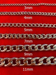 38 INCH, 3/4/5/7/9/11mmSTAINLESS STEEL CUBAN CURB SILVER CHAIN USA SELLER