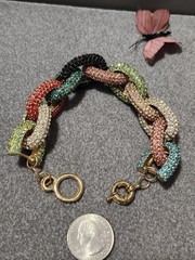 Fashion Statement Bracelet 8″-9″ Multicolor Pave Crystal Chunky Bold Chain Link
