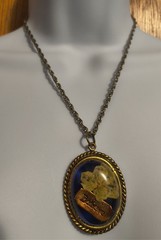 Dried Pressed Yellow Flower Pendant Resin Necklace Oval Floating believe charm