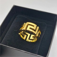 Versace Gold Color Metal “Greca” Ring Sz Italy 21