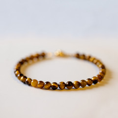 Natural 4mm Tiger’s Eye Stone Beaded Bracelet Brown Gemstone Bracelet Handmade