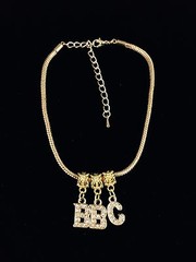 Combo Gold Crystal Letter Charm Anklet Swinger Hotwife BBC Slut Queen Of Spades