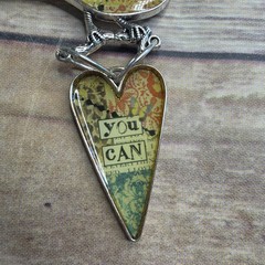 Plunder Design Bird & Heart Pendant Necklace “Believe You Can” Silver/Yellow 35″