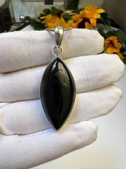 Black Tourmaline Pendant 46.20Ct 925 Sterling Silver Necklace Gemstone
