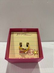 Betsey Johnson Curved Yellow Pencil & Pink Eraser Wrap Ring Size 7.5 NWT & Box