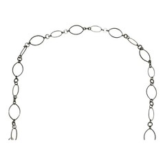 Silver-Tone Oval Link Chain Necklace W/ Textured Detailing Lobster Clasp Closure