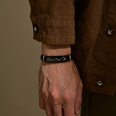 Personalized Mens Leather Bracelet Engraved Gift for Men Him Son Daddy Husband