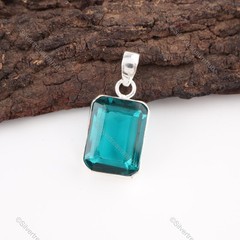 Rectangle Apatite Gemstone Sterling Silver Throat Chakra Mother Pendant Jewelry