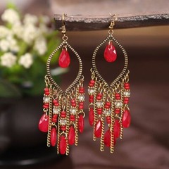 Acrylic Beads Tassel Earrings – Zinc Alloy Bohemian Crystal Chain Women Fashion