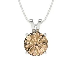 2Ct Round Cut Simulated Chocolate Diamond Pendant Necklace 14k White Gold Plated