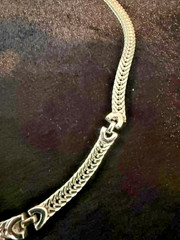 Silver Tone Braided Chevron Link Collar Necklace 16–19 Inch Adjustable