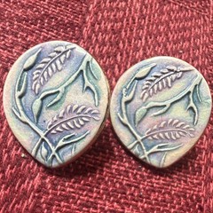 Vintage artisan ceramic handcrafted earrings for pieced ears. Beautiful colors.