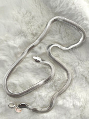 Elegant 925 Silver Plated Flat Snake Chain 6mm Wide 20″ Long Fast Free Shipping!