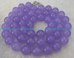 Natural 8mm 10mm 12mm Lavender Purple Jade Round Gemstone Beads Necklace 36″ AAA