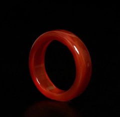 Natural Chalcedony Red Jade Hand-carved Size 7 Ring Fashion Jewelry w/Gift box