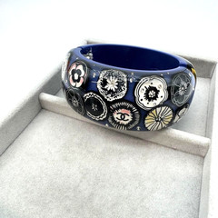 CHANEL Coco Mark Camellia Bangle Bracelet Blue Stone 12P France