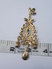 Chandelier Earrings Rhinestone 3.5 in Green