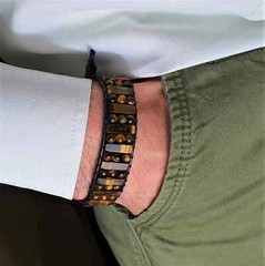 Natural Tiger’s Eye Stone Beads Chakra Balancing Mens Bracelet Gift Handmade