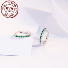 14mm 925 Sterling Silver Small Huggie Hoop Earrings Women Cubic Zirconia Jewelry