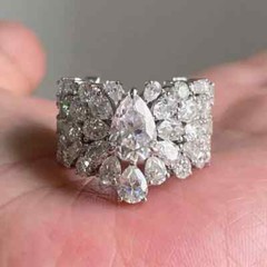 Elegant 925 Sterling Silver White Topaz Charms Wedding Engagement Ring Size 9