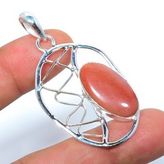 Pink Opal – Australia 925 Silver Plated Pendant Jewelry 2.03″ T54