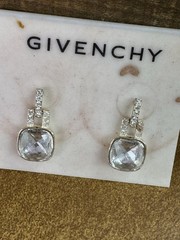 NWT Givenchy Silver Rhinestone Stud Dangle Formal Earrings Brand New