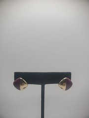 Vintage Earrings Pierced Post Stud Gold Tone Brown Red Jewelry Costume
