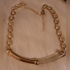 WHBM Lucite Gold bar Designer statement NECKLACE 16in to 20in