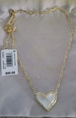 Kendra Scott Ari Reversible Pendant Necklace Gold Mother Of Pearl NWT Dust Bag
