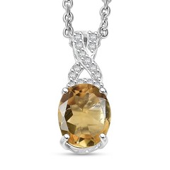Citrine, White Zircon Infinity Necklace Rhodium Sterling Silver 1.85 ctw 20 In