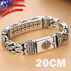 20cm Silver Plated Bangle Bracelet Chain Popular Vintage Jewelry Men’s Gift USA