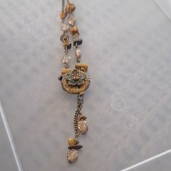 Flower Charm Pendant Y-Drop Cable Chain Necklace Metal Gold/Brown Lobster