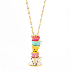 Creative Enamel Glaze Tea Cup Shape Pendant Necklace Sweater Girl Unique Fashion
