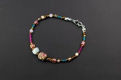 Multi stone bracelet, Buddha charm handmade jewelry