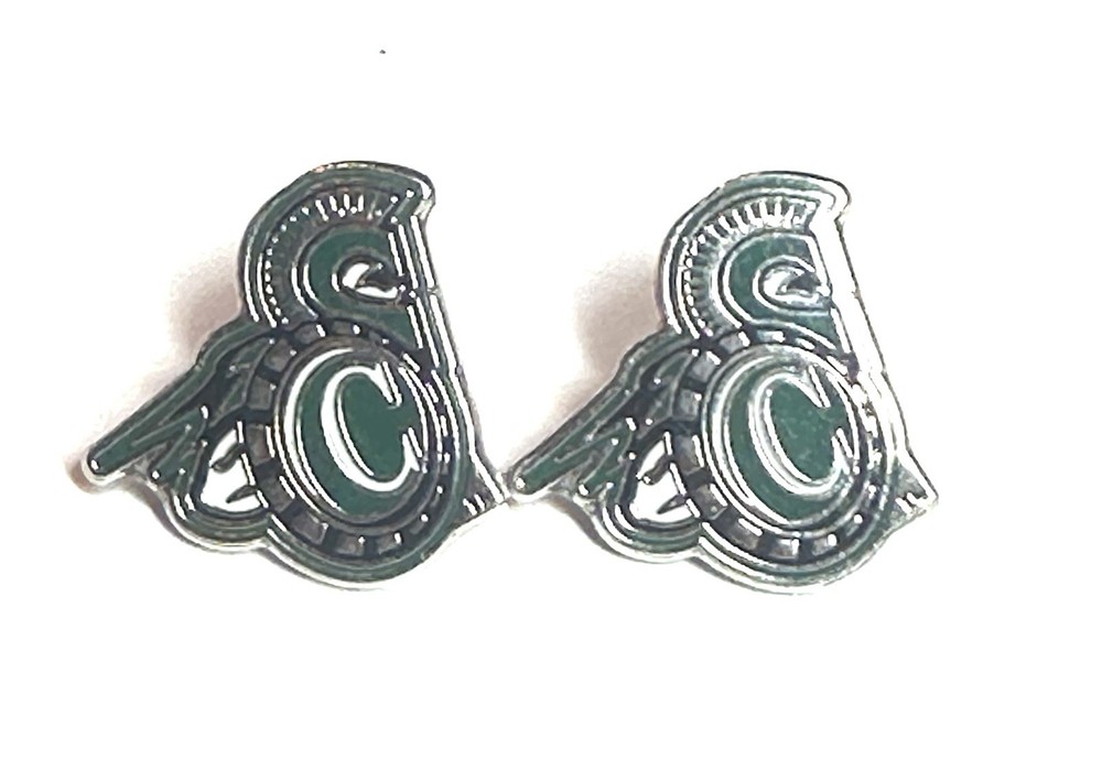 Castleton State College Vermont VT Silver Enamel Spartan Post Pierced Earrings