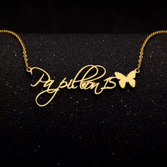Customized Name Butterfly Pendant Necklace Personalized Chain Jewelry Silver
