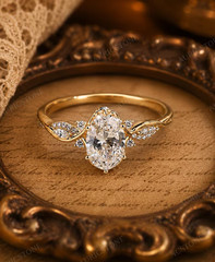 Lab Created Moissanite Ring, Base Metal: Brass Finish: Gold Plated, Gift