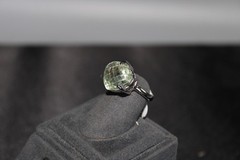 Green Amethyst And Sterling Silver Ring Size 6.5