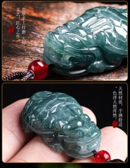 Certified Natural Grade A Jade Jadeite Ddragon Turtle Amulet Pendant Necklace