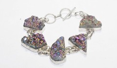 Titanium Druzy Fancy Shape Gemstone Handmade Bracelet Jewelry Size 8 Inches