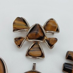 Tigers Eye Jewellery Job Lot Crystal Stone Mix Bundle Pendant Silver x4