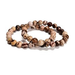Australia Zebra Jasper Smooth Round Elastic Bracelet 6mm 8mm 10mm 12mm 7.5”