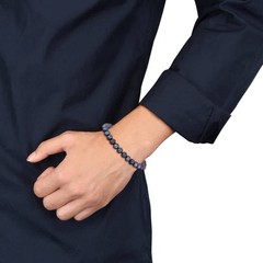 AMOUR 8-8.5mm Men’s Black Freshwater Cultured Pearl String Bracelet in Sterling