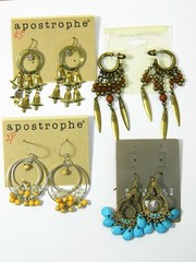 4 Pcs Artificial Gemstone Turquoise Beads & Bells Dangles Eardrops Earrings