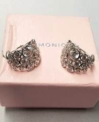 Diamonique x Jennifer Miller Cluster Huggie Hoop Earrings 23mm Sterling Silver