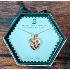 A New Day 14k Gold Dipped Heart Initial B Pendant Necklace 16-19 Inch Boxed