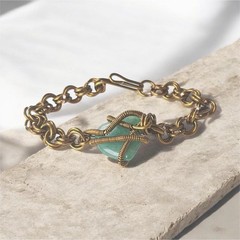 Copper Link Chain Dangle Charm Bracelet, Hook Closure, Copper Tone