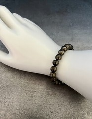 PYRITE Bracelet Stretch Fit Handmade With Gift Bag & Card Crystal Gemstone 8mm