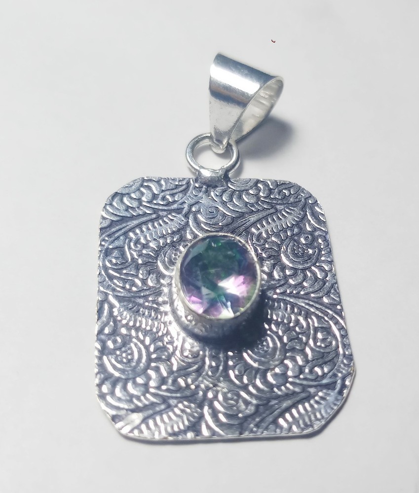 Mystic Topaz Oval Shape Handmade Gemstone Pendant Jewelry Size 1.5 Inches