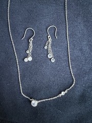 RETIRED SILPADA 925 Sterling Silver and Cubic Zirconia Necklace & Earrings Set